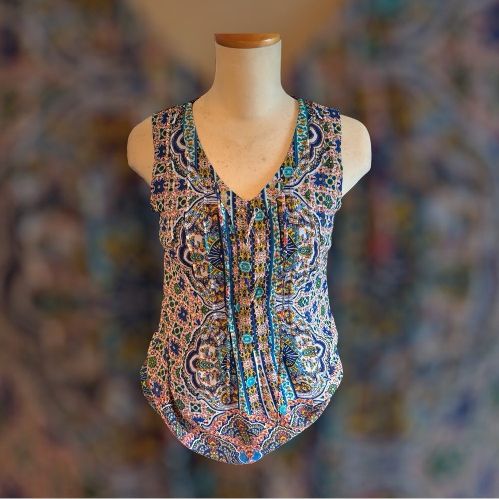 Rabbit Rabbit Rabbit Blue and Orange Patterned Blouse